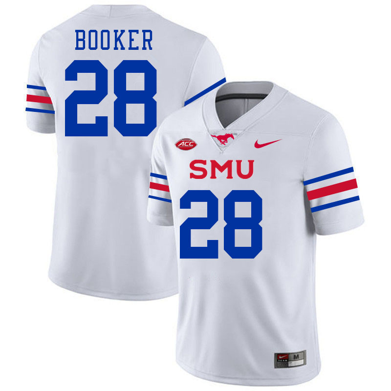 SMU Mustangs #28 Brandon Booker Jersey College Football Uniforms-White